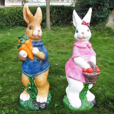 玻璃钢卡通兔雕塑 动物兔子雕塑