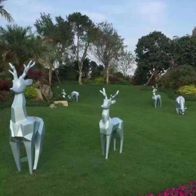 玻璃钢鹿雕塑 园林景观绿地鹿雕塑定制